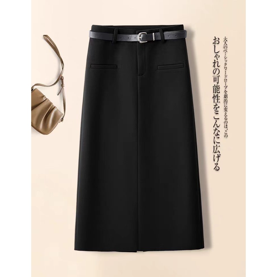 A7337半身裙女新款秋季显瘦垂感小个子遮胯高腰长裙a