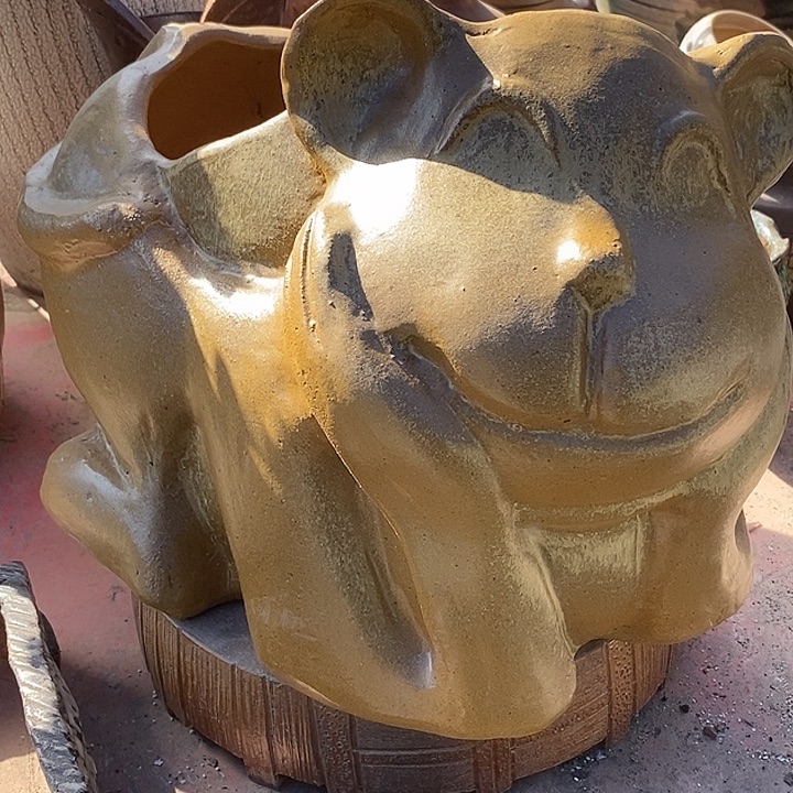 花盆紫砂内22高度27无孔猴子瑕疵