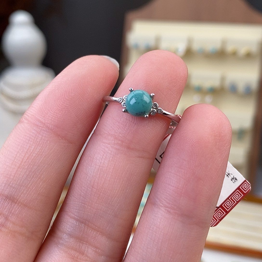绿松石戒指银S925镶嵌
