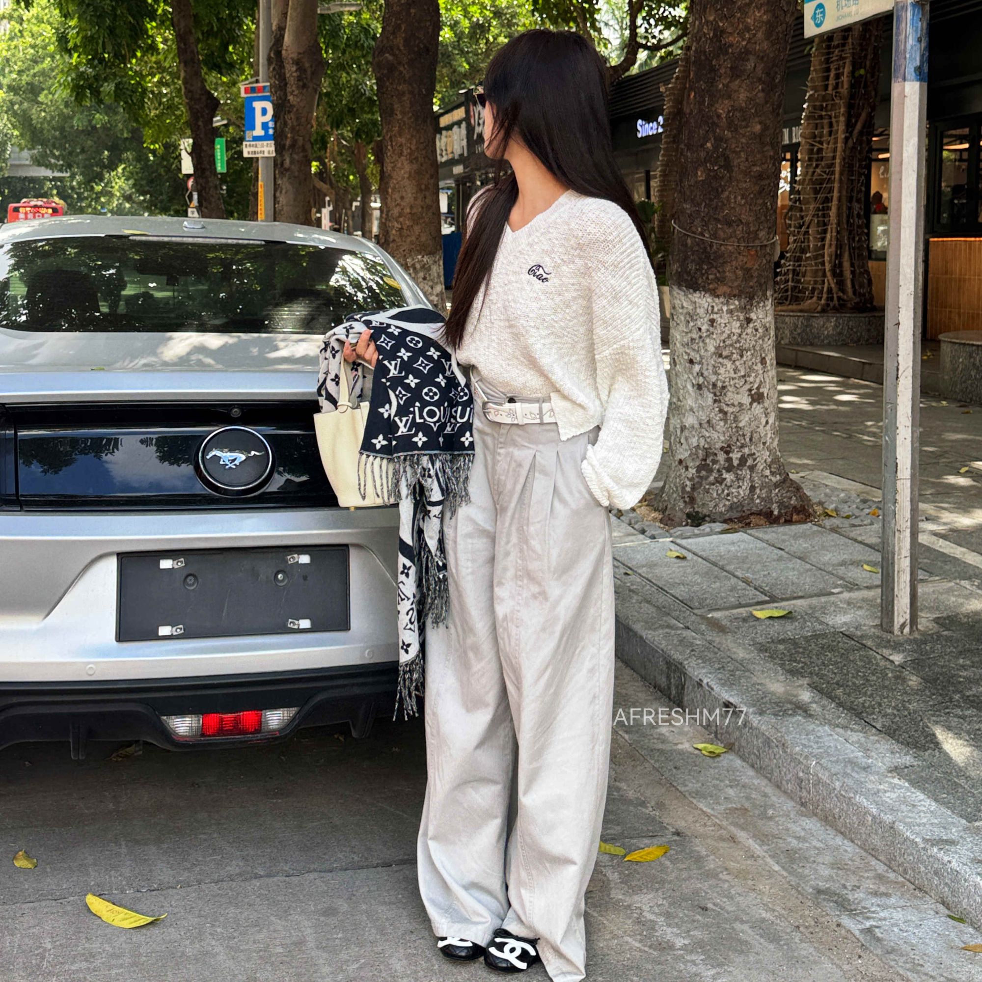 AFRESHM77【松弛Time】V领泡泡袖宽松毛织衫R0026