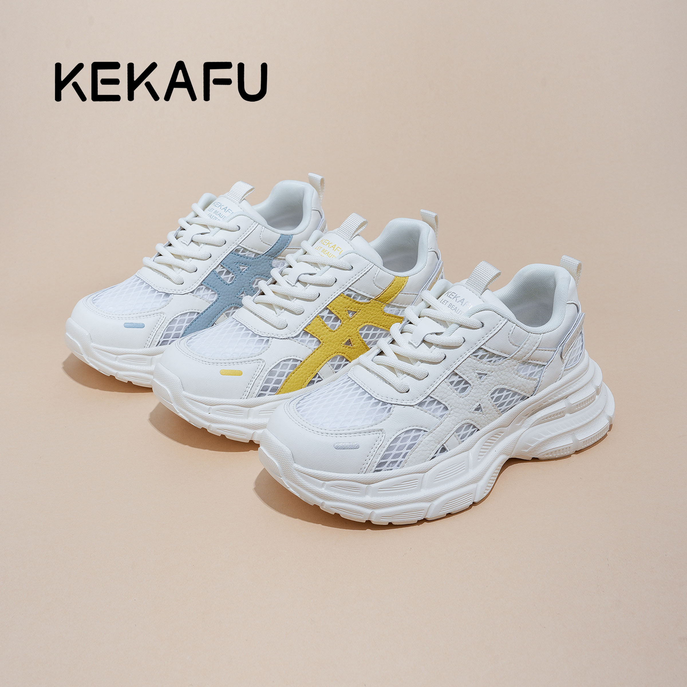 KEKAFU/珂卡芙【增高6CM】2025百搭舒适显脚小新款ins时尚老爹鞋