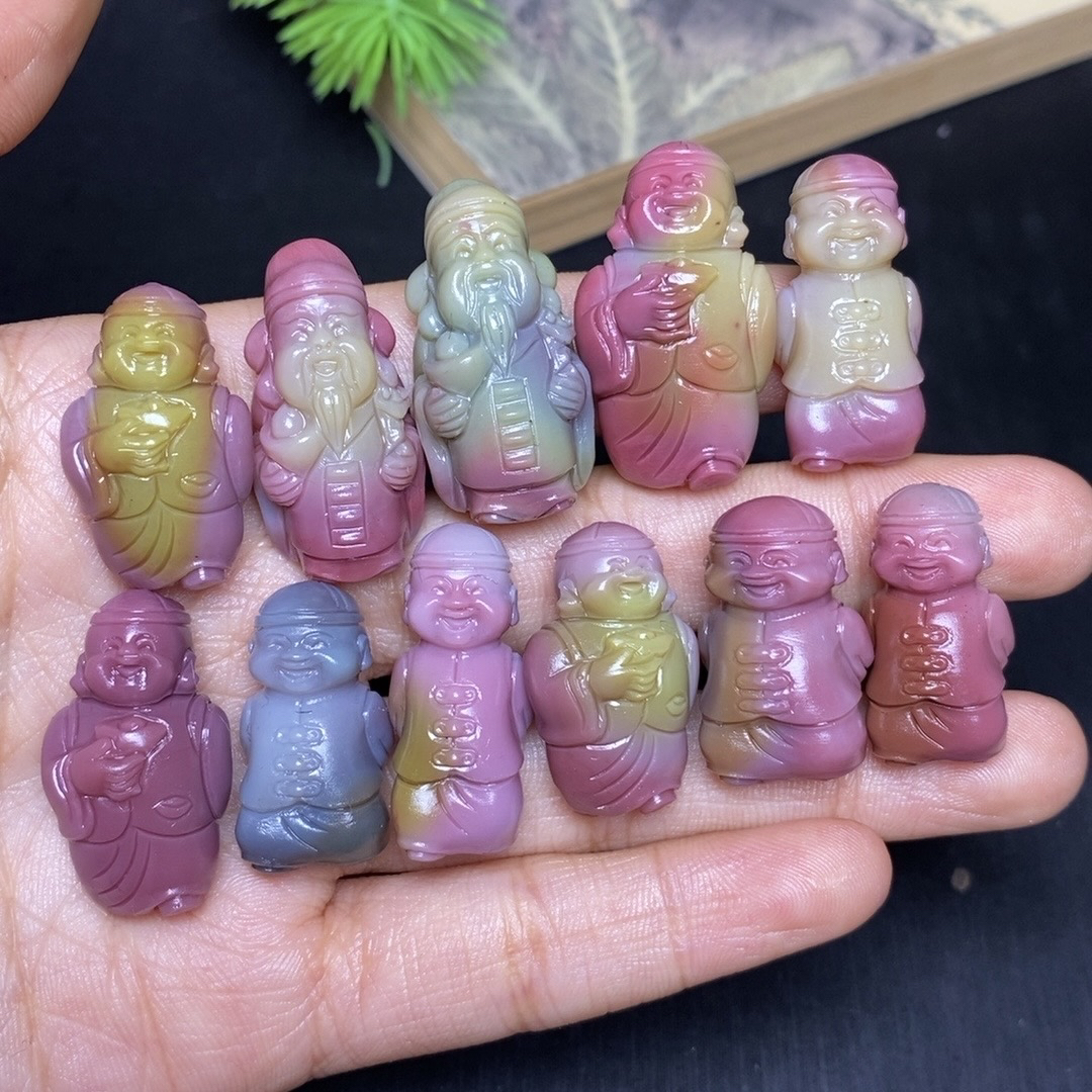 天然四川大凉山盐源玛瑙苏工雕刻炫彩财神爷地主财爷吊坠挂件项链