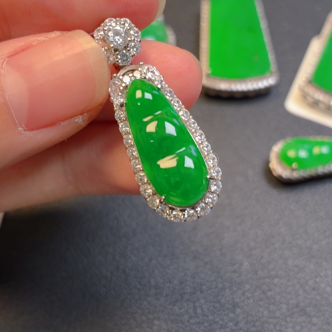 翡翠银S925镶嵌吊坠(不含链)