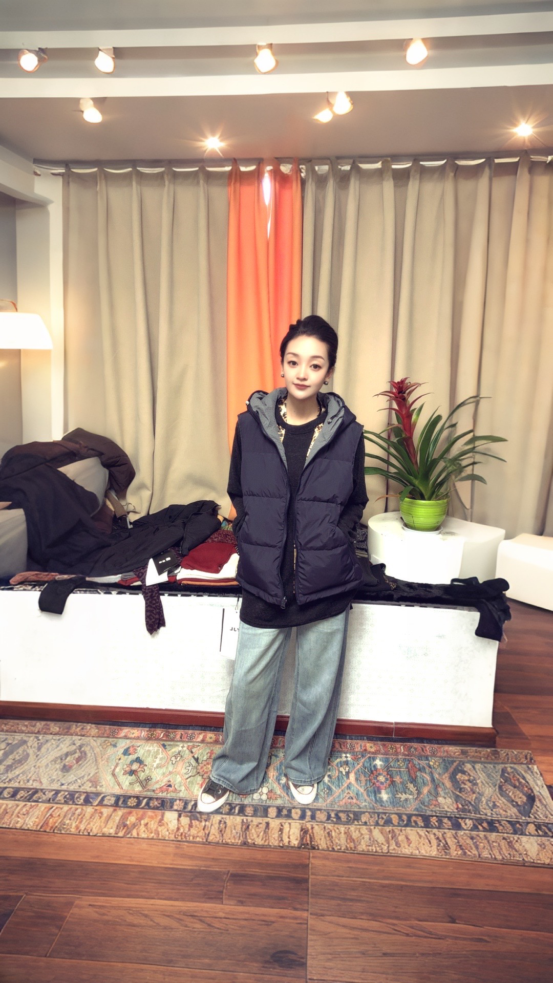 马夹休闲百搭风半高领常规派克服马甲女装宽松型毛领