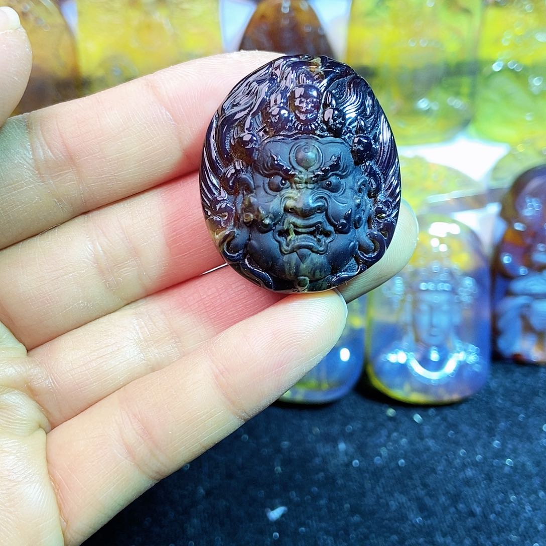 琥珀颈饰未镶嵌大黑天
