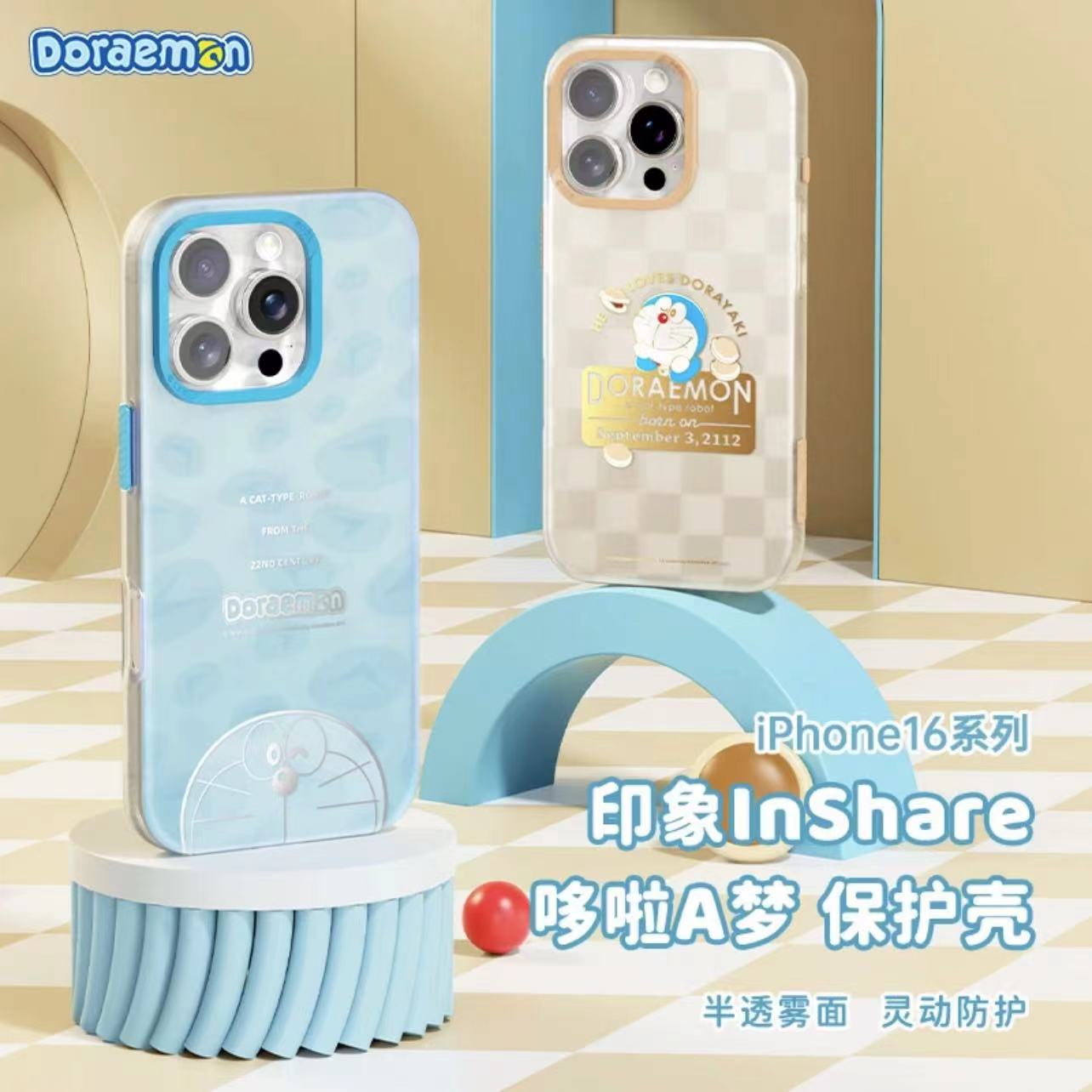 ROCK哆啦A梦适用苹果16手机壳iPhone16proMax磨砂防摔手机壳卡通