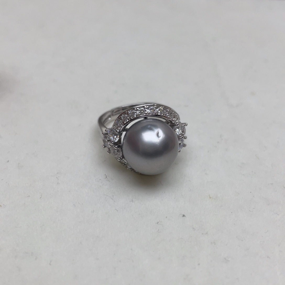 银S925镶嵌海水珍珠戒指