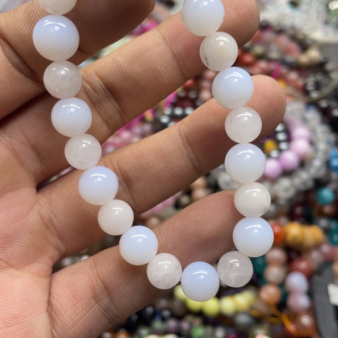 烟晶手链银S800镀金镶嵌