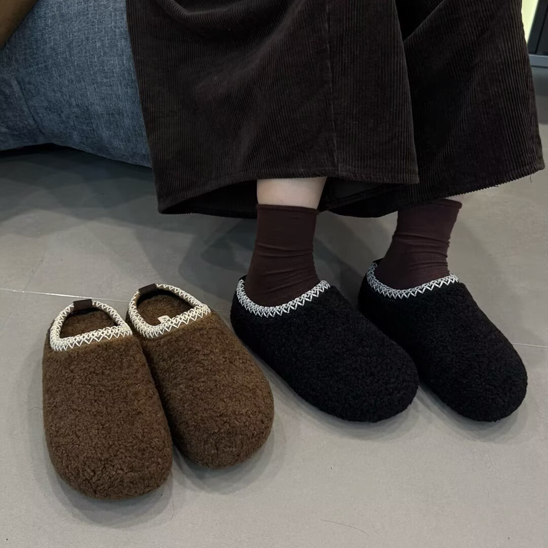 羔羔绒包头毛毛半拖鞋女外穿巨好看高级感秋冬加绒厚底一脚蹬棉鞋