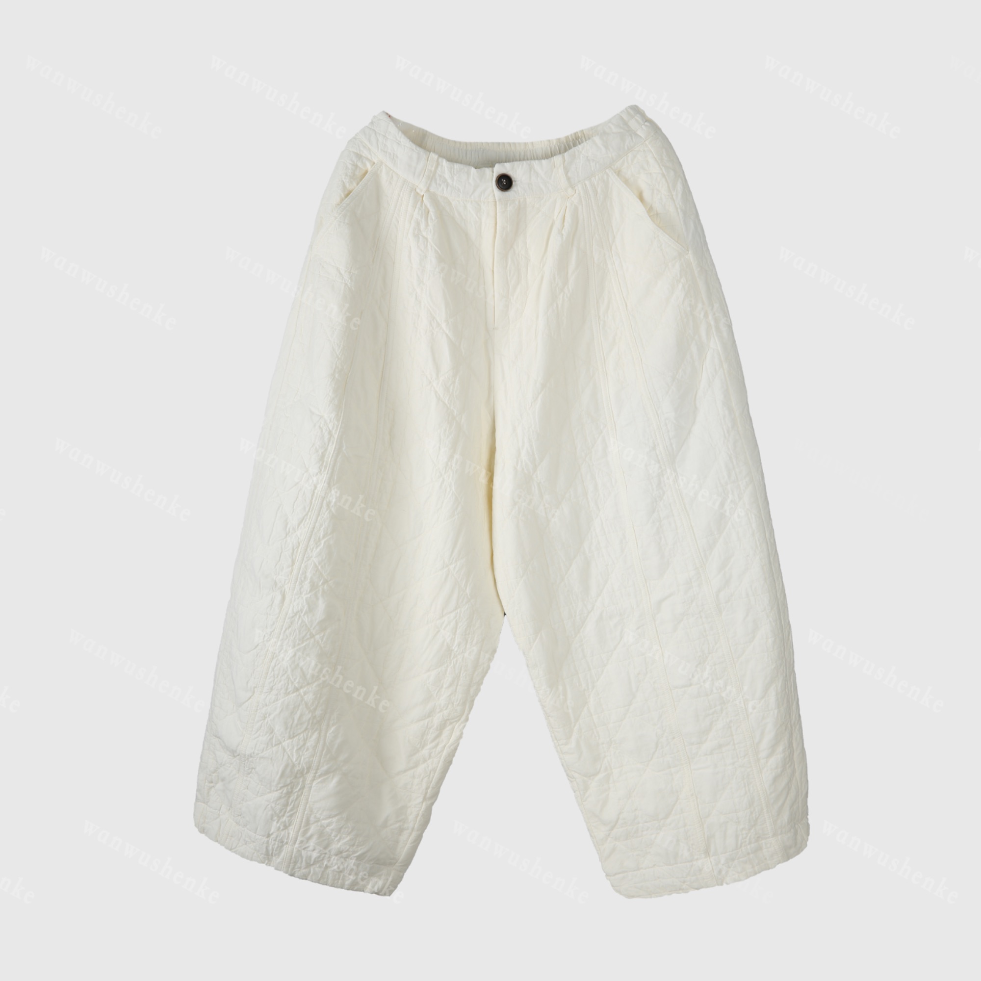 万物身客 荼·K33831 冬款半松紧腰宽松直筒棉裤 