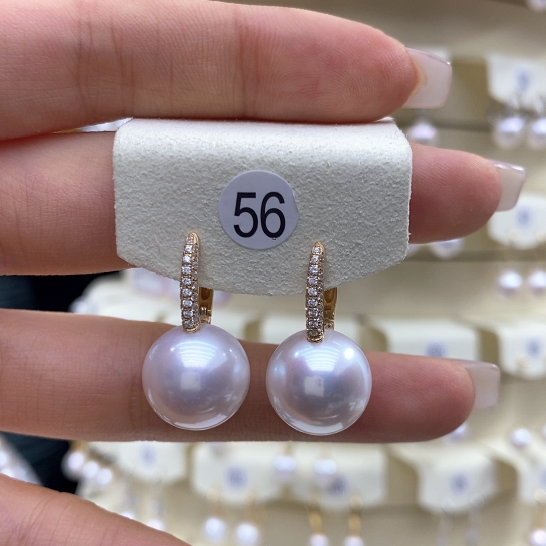 淡水珍珠耳饰18K金镶嵌