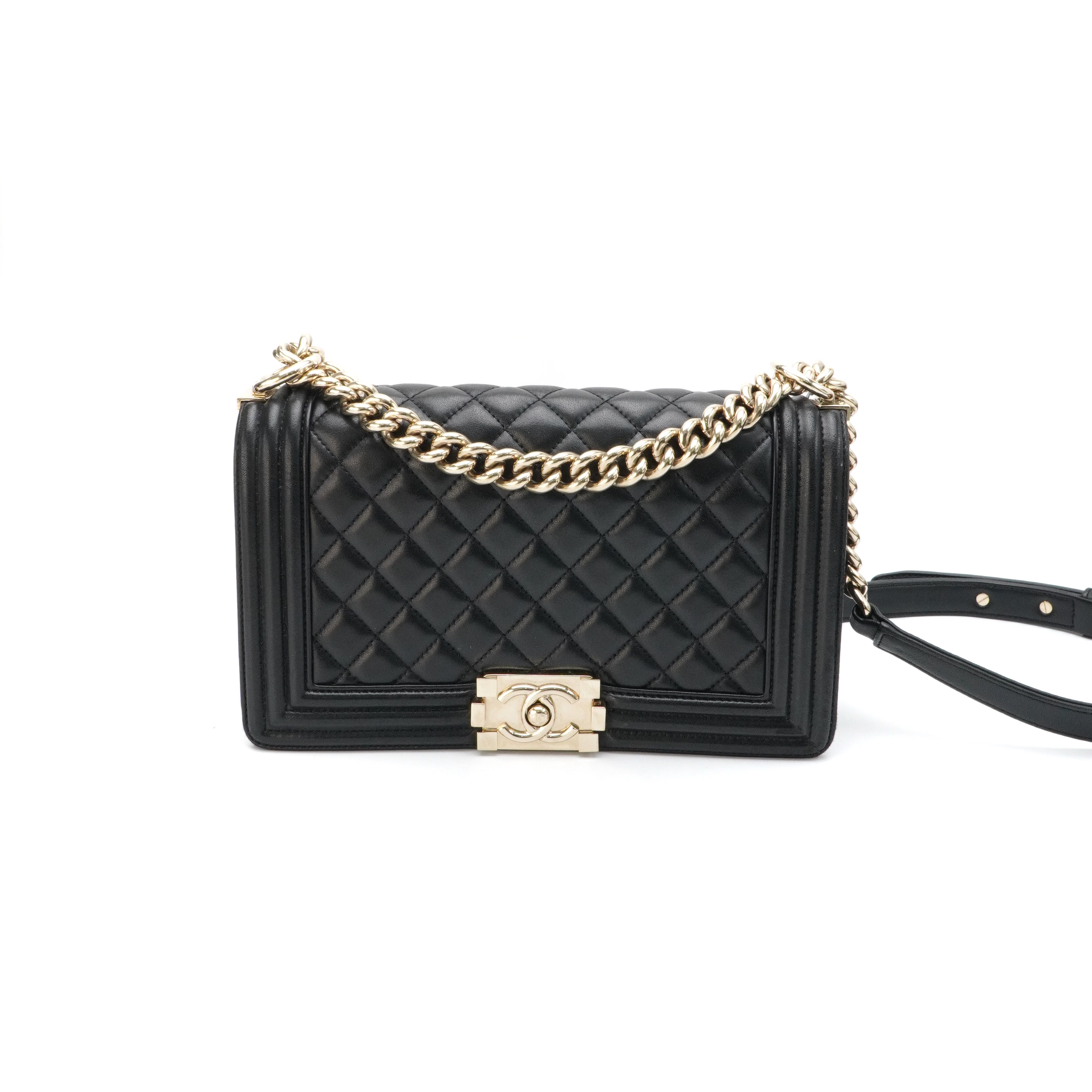 95新 Chanel/香奈儿 Chanel香奈儿Leboy中号黑金链条包 12154