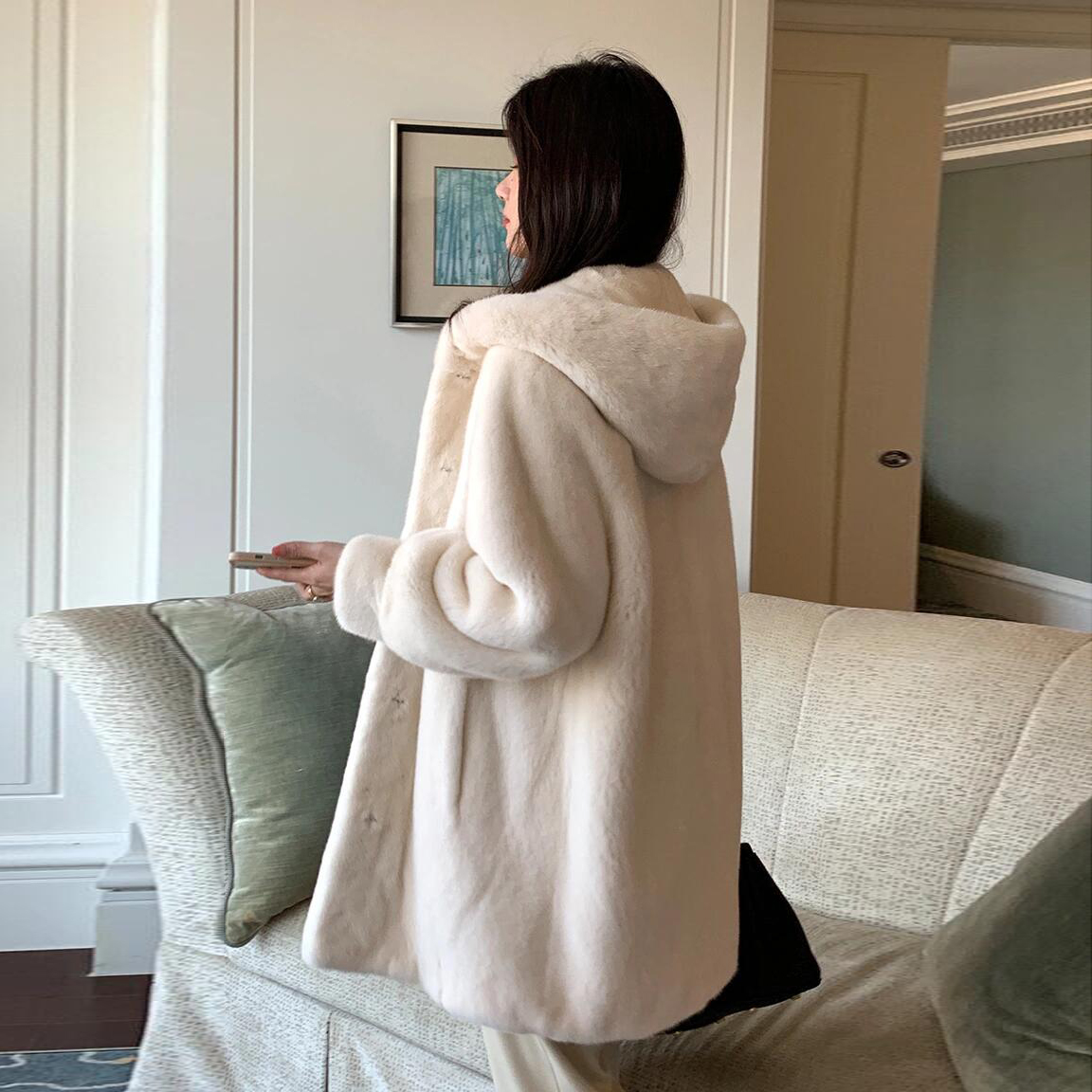 【老板严选】貂皮大衣女整貂连帽年轻皮草外套冬爆款 一件出门款