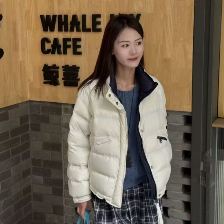 【慧慧精选】冬季新品～小立领短款吸扣新国标90白鸭绒羽绒服