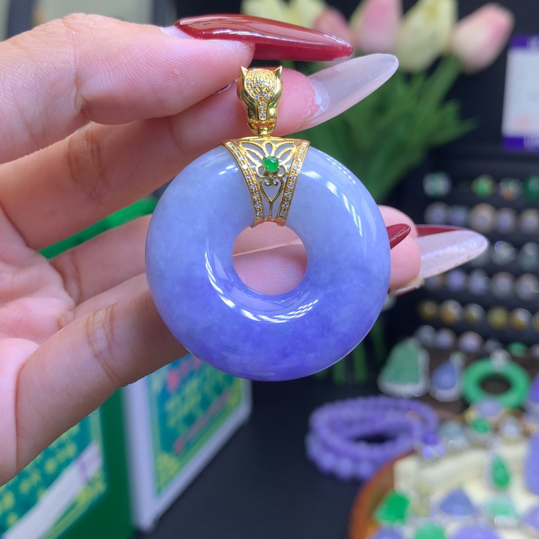 翡翠颈饰18K金镶嵌天然