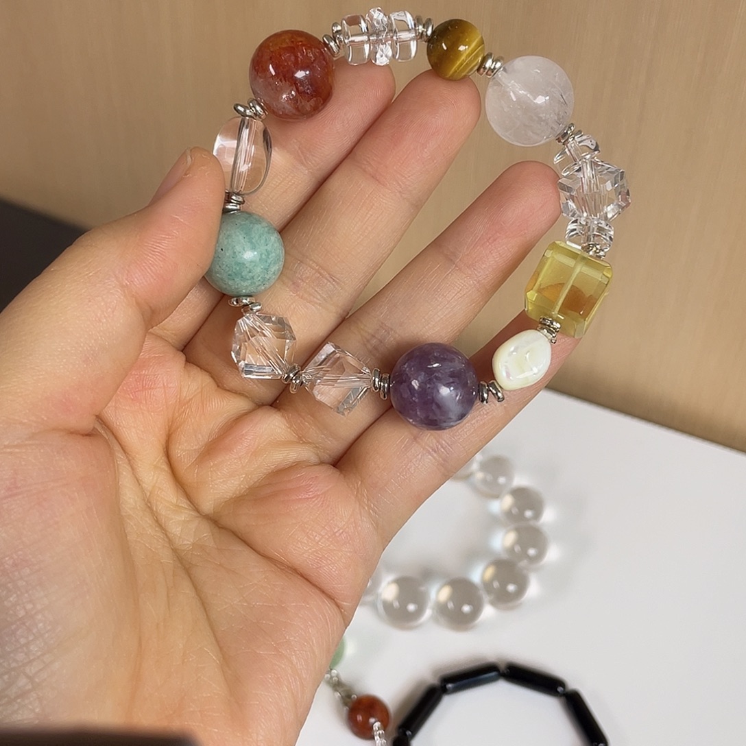 水晶手串未镶嵌手串黄水方糖设计款