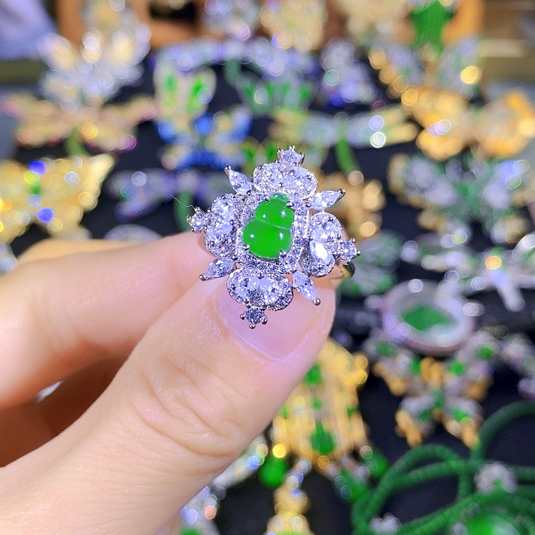 吊坠(不含链)银S925镶嵌翡翠