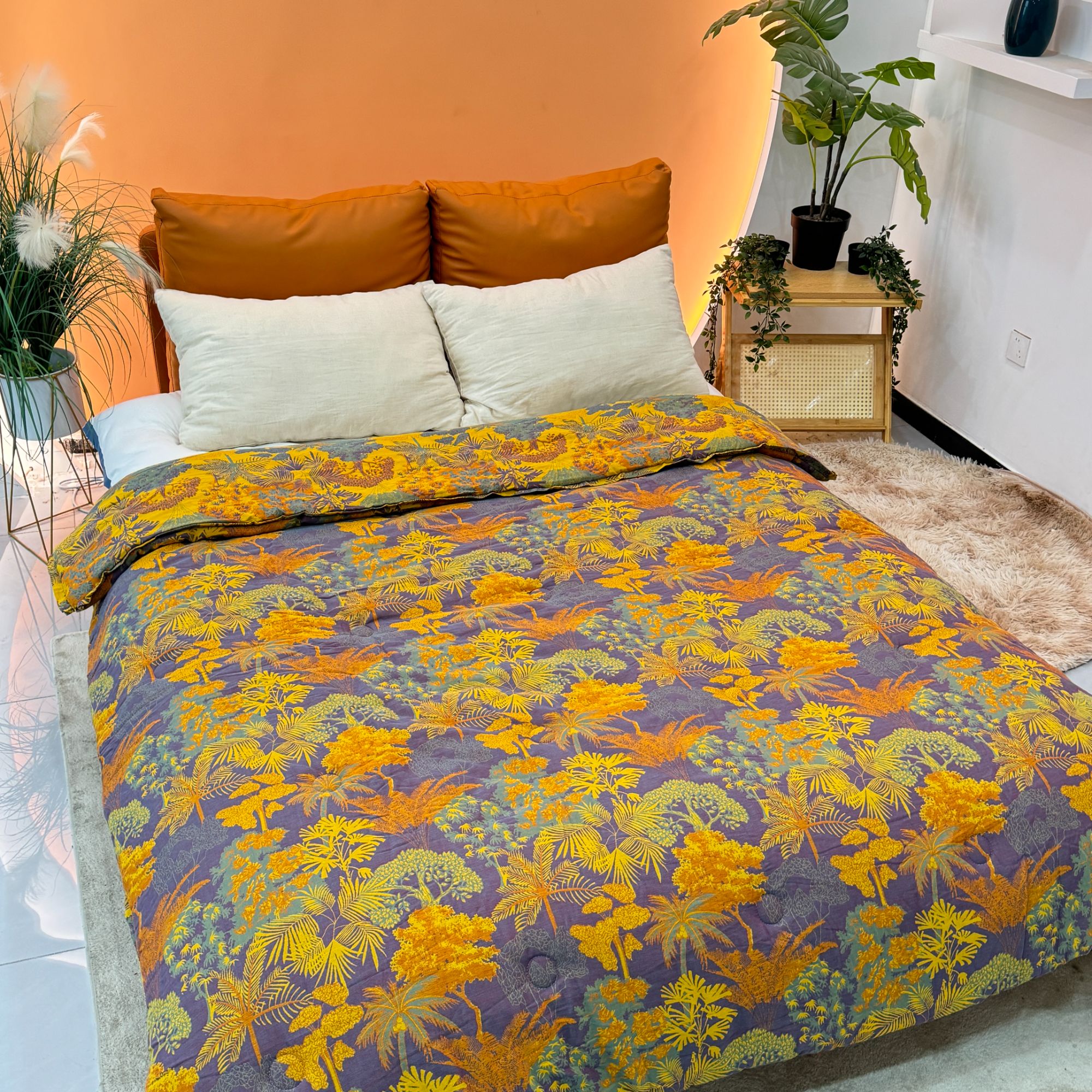 【璀璨森林】春秋被纯棉印花200*230*紫色绗缝被被子成人全棉棉被