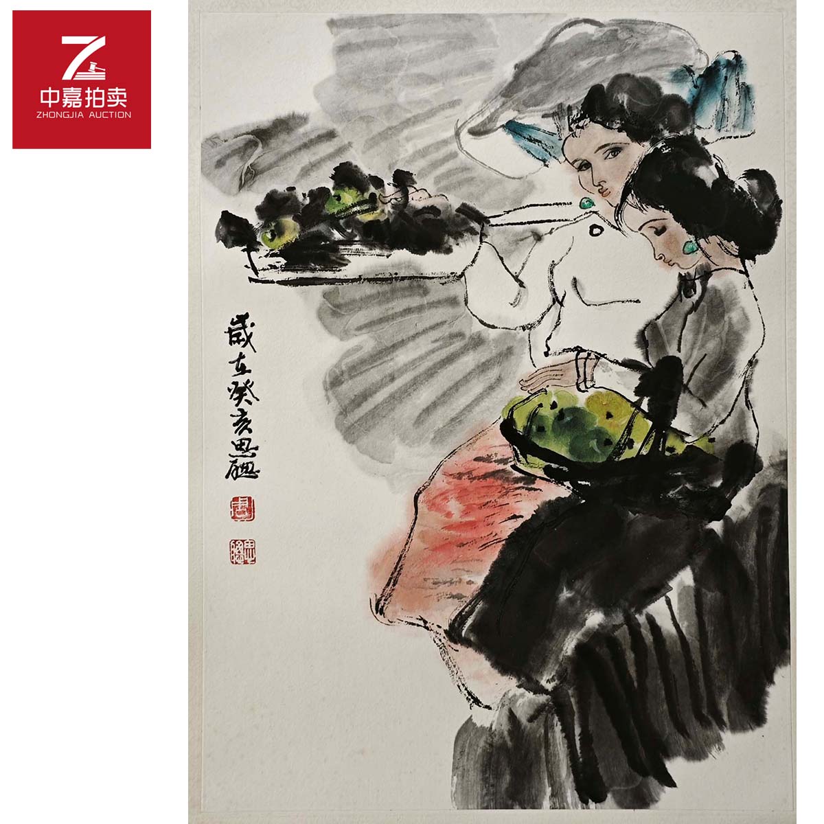 3-Z0032周思聪绘画镜片少女提篮39x56