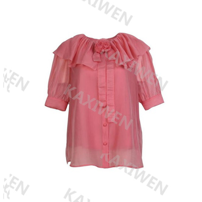 【尚雅专属】荷叶边花朵衬衫E2363