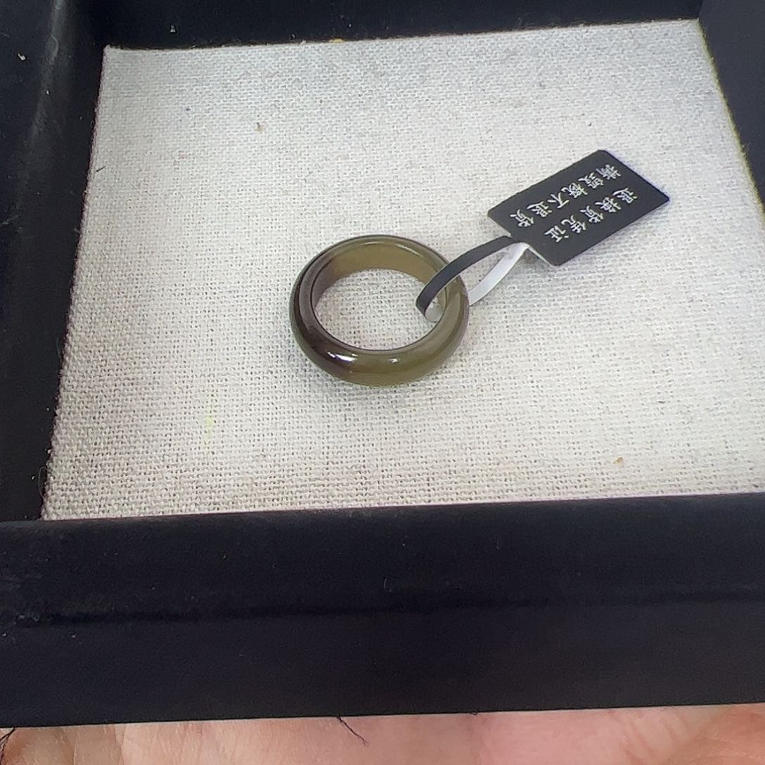 和田玉戒指未镶嵌13号红糖半山水