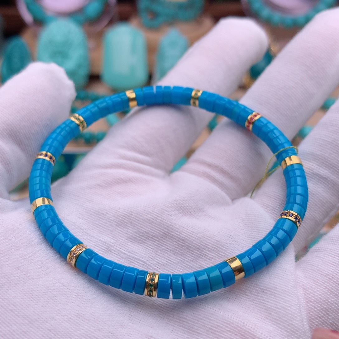 绿松石珠宝奇石18K金镶嵌