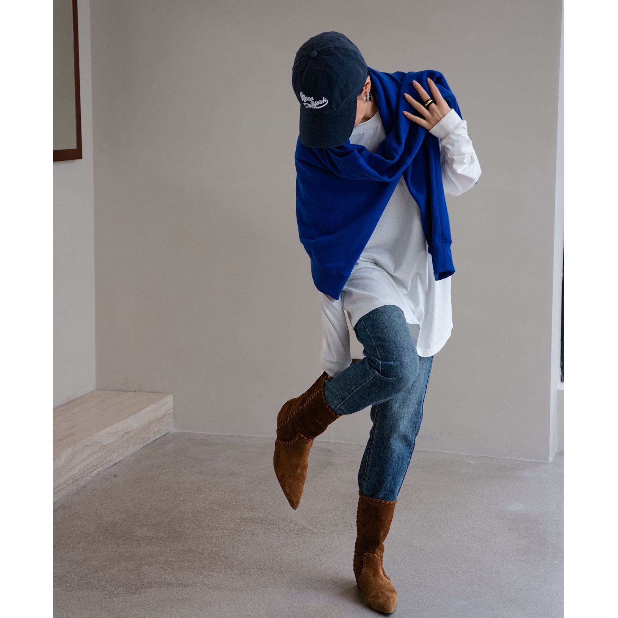 【TTVN-TIAN】圆领磨毛宽松长袖T恤8035