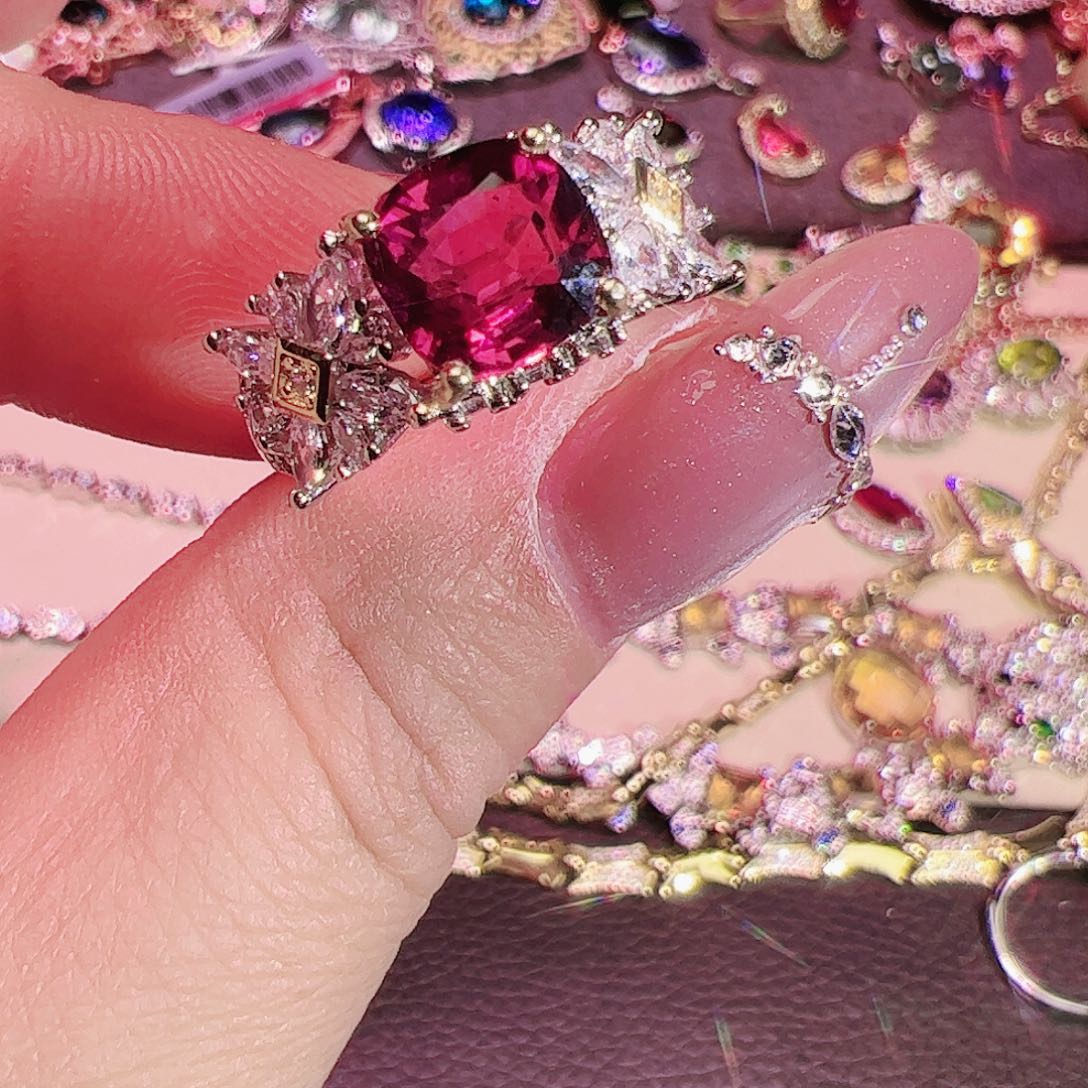 碧玺碧玺戒指银S925镶嵌