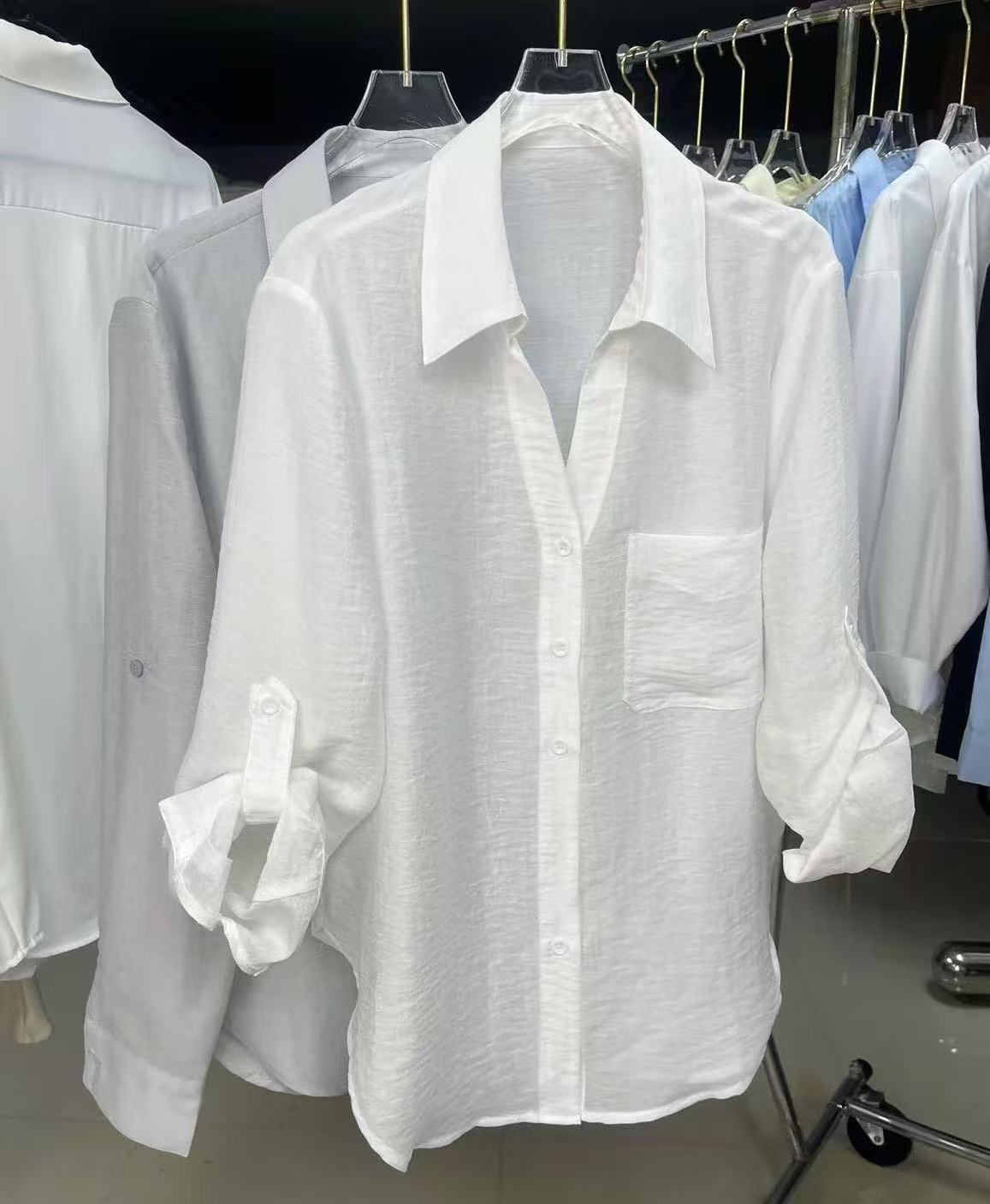 NANA 【定制】夏日全新亚麻天丝干爽透正肩衬衫【小七】-1077