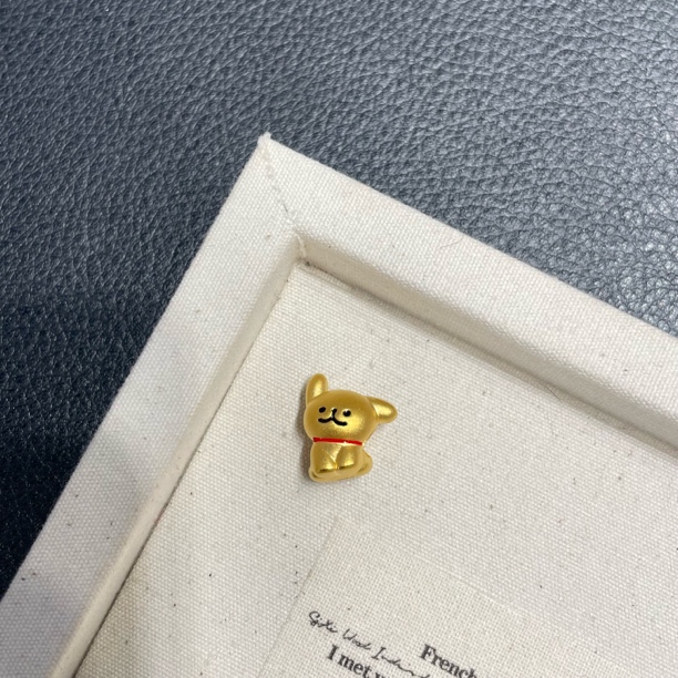 足金999线条小狗黄金本命年可爱生肖配件DIY送女友