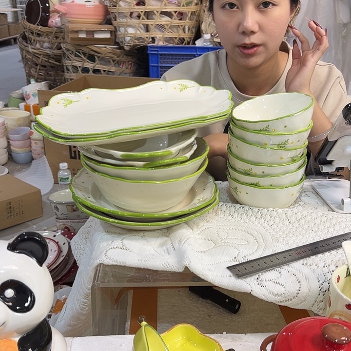 瓷潮州陶瓷工厂微瑕14件套