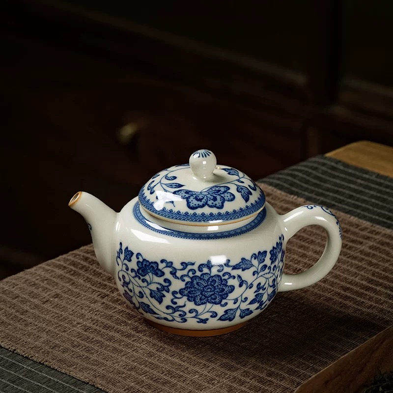 青花瓷缠枝莲泡茶壶单壶茶杯组合陶瓷家用带过滤泡茶器大容量