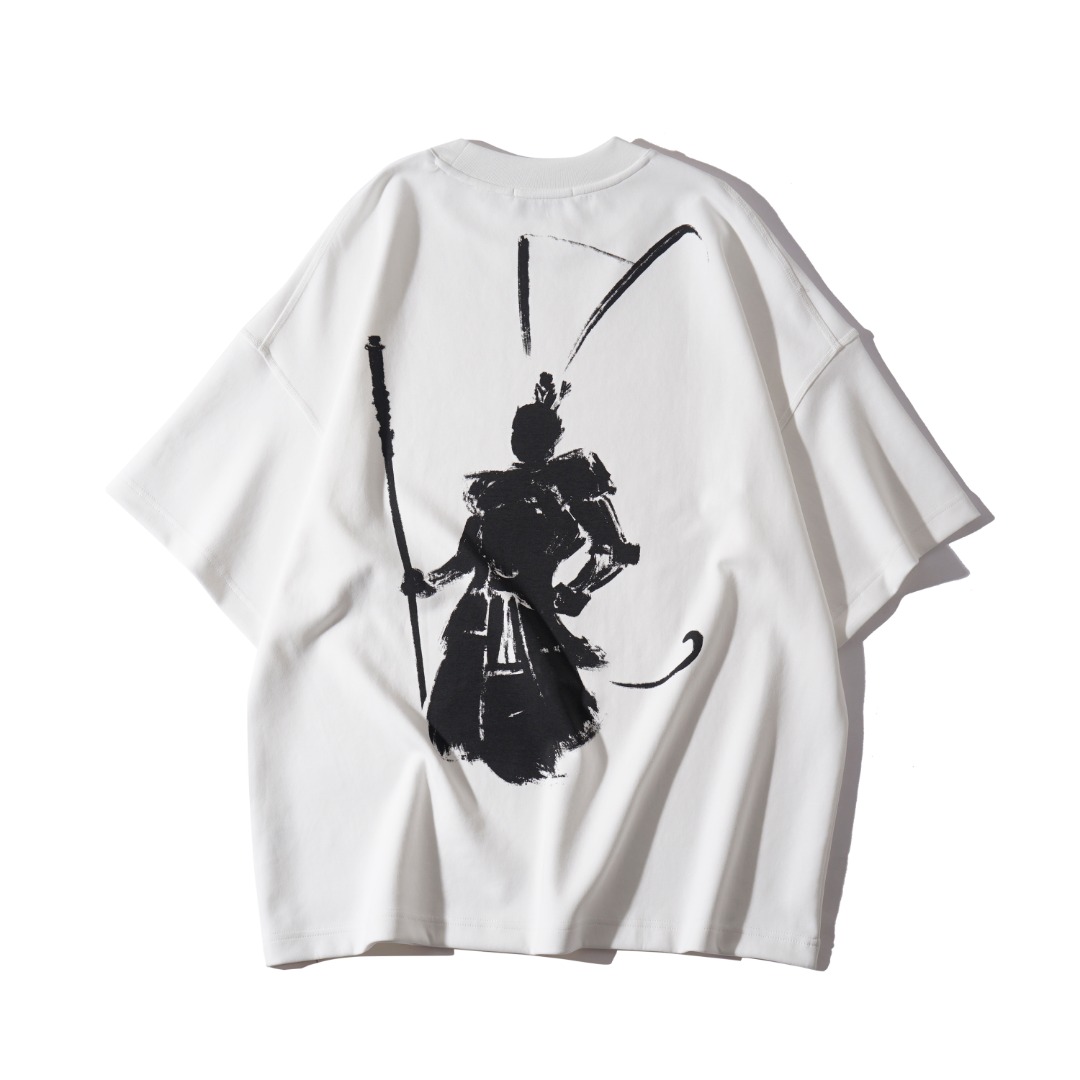 260克 悟空水墨画印花短袖T恤 2038