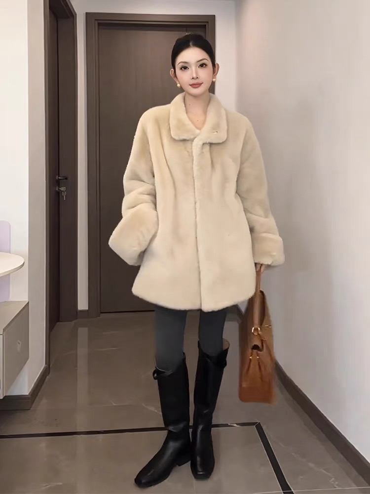 仿水貂毛外套大衣