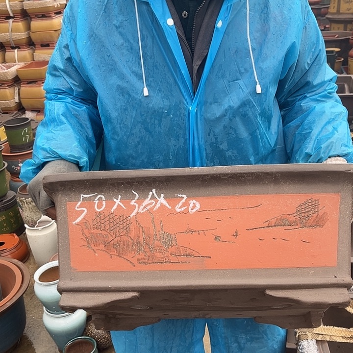 紫砂紫砂花盆和一