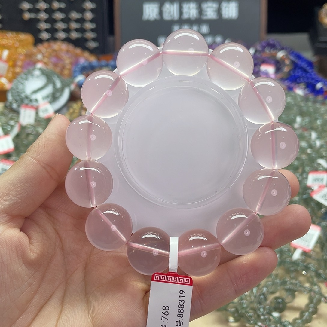 水晶手链未镶嵌莫粉六芒星17.8mm