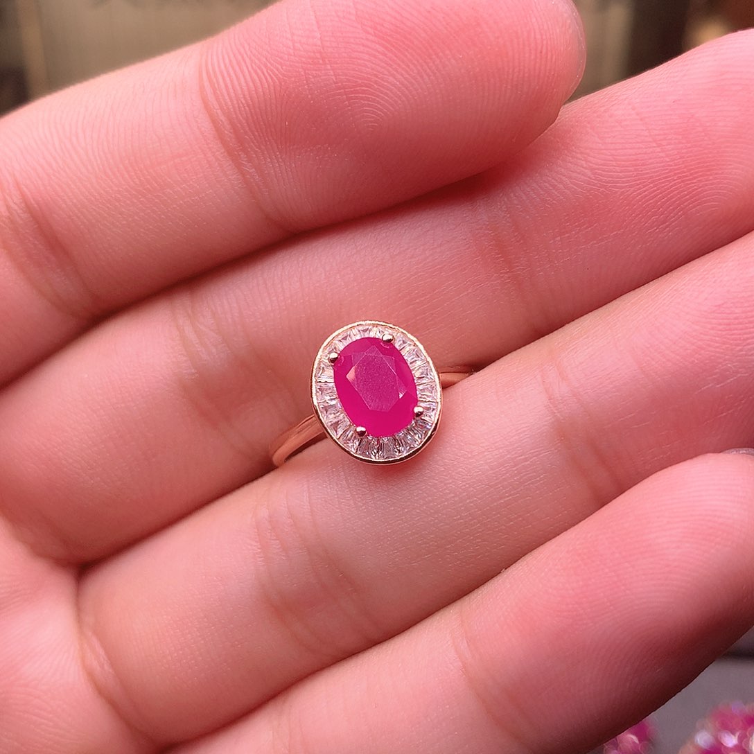 红宝石戒指银S925镶嵌