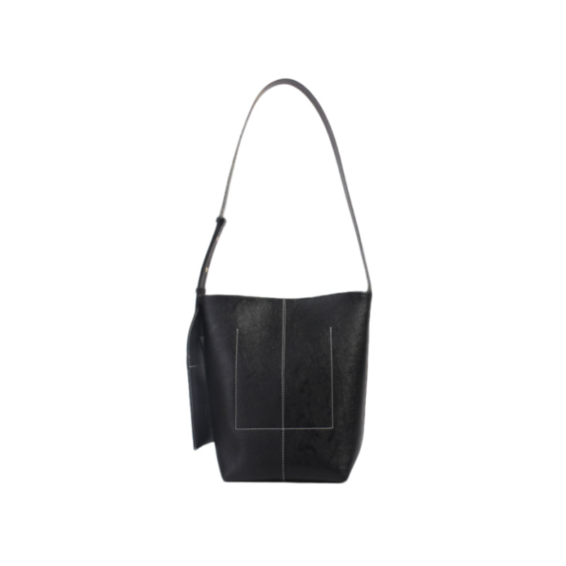 复古气质轻奢通勤大容量单肩水桶包BK-1061-黑色