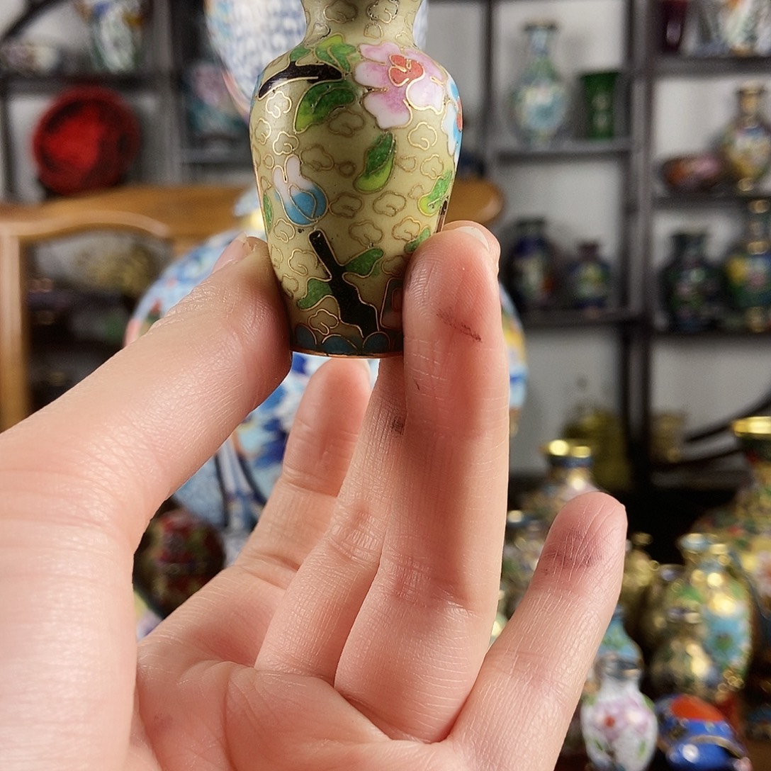 心***犀铜景泰蓝小瓶一套老货