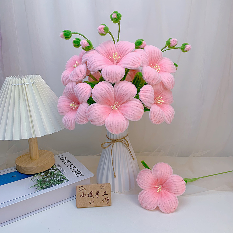 芙蓉花扭扭棒diy材料包（非成品）【拍三单送一把小胶枪】