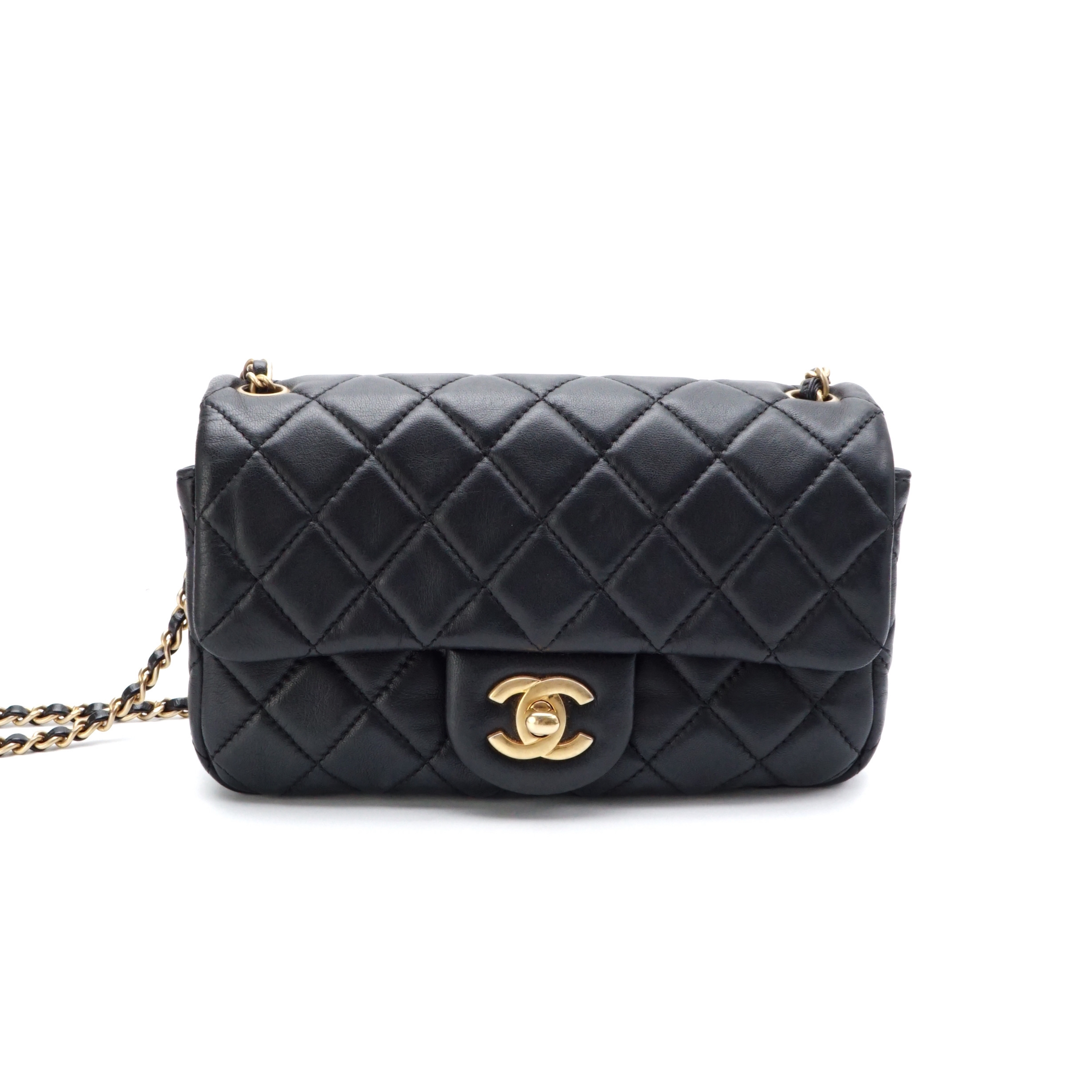 99新 Chanel/香奈儿 (带膜)香奈儿CF黑金金球大mini链条包110613