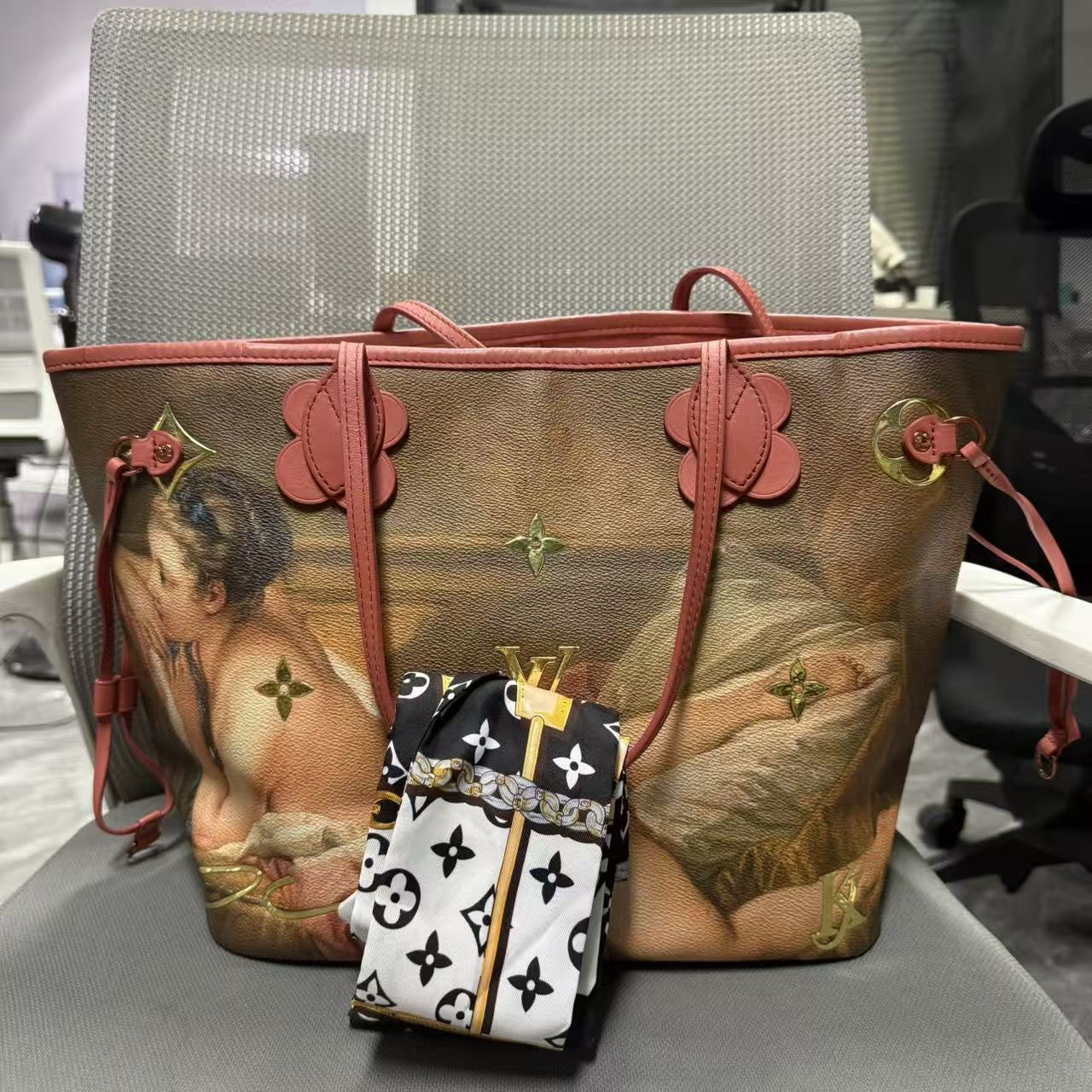99新 LouisVuitton/路易威登 【安则专属】大师系列中号nf托特包