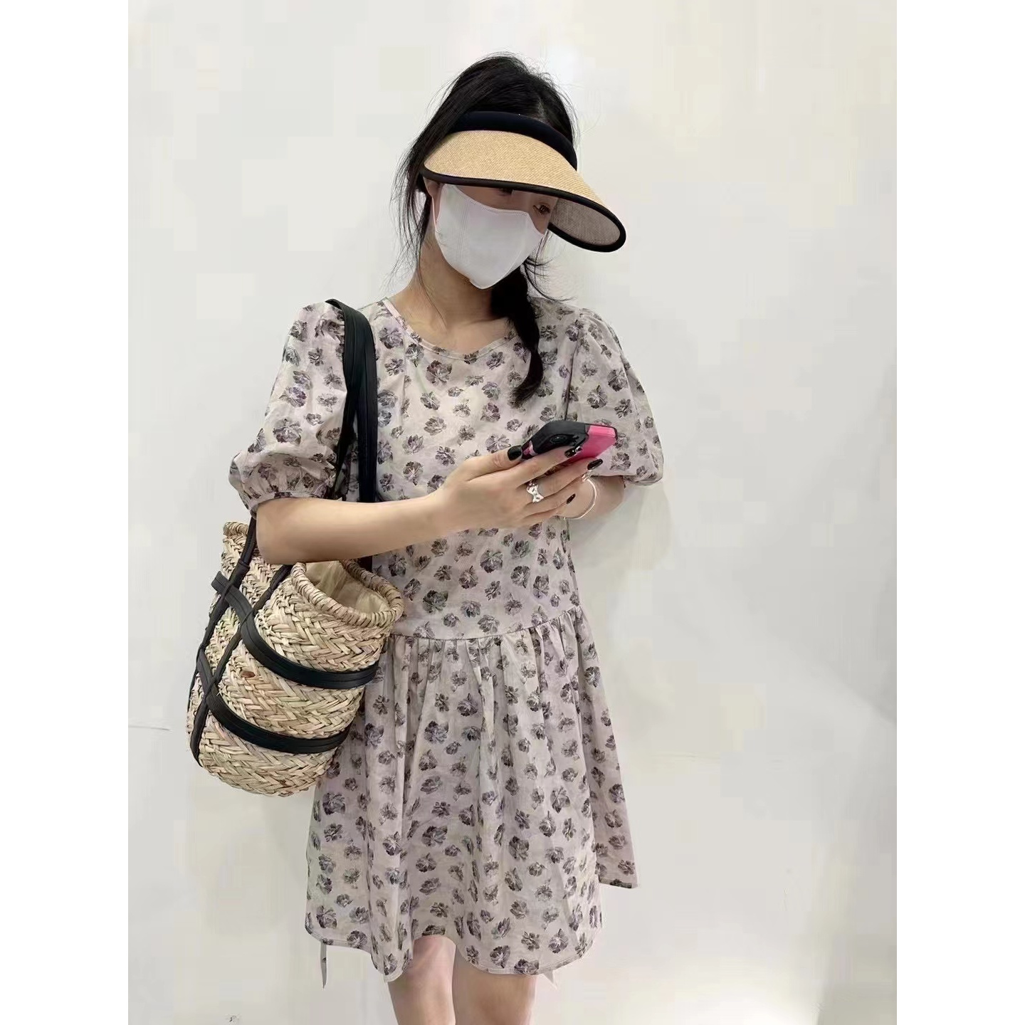 1531两色碎花连衣裙