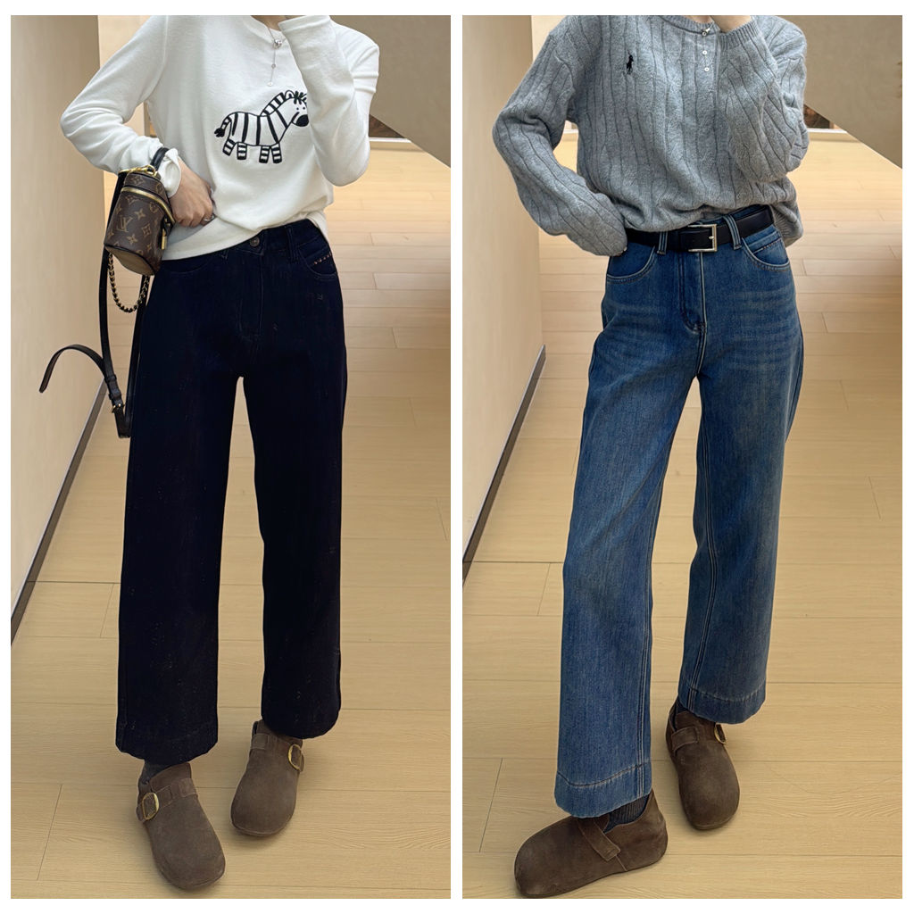 【ZMMY严选私服】冬季新款韩版显瘦加厚复合绒牛仔烟管裤5111805