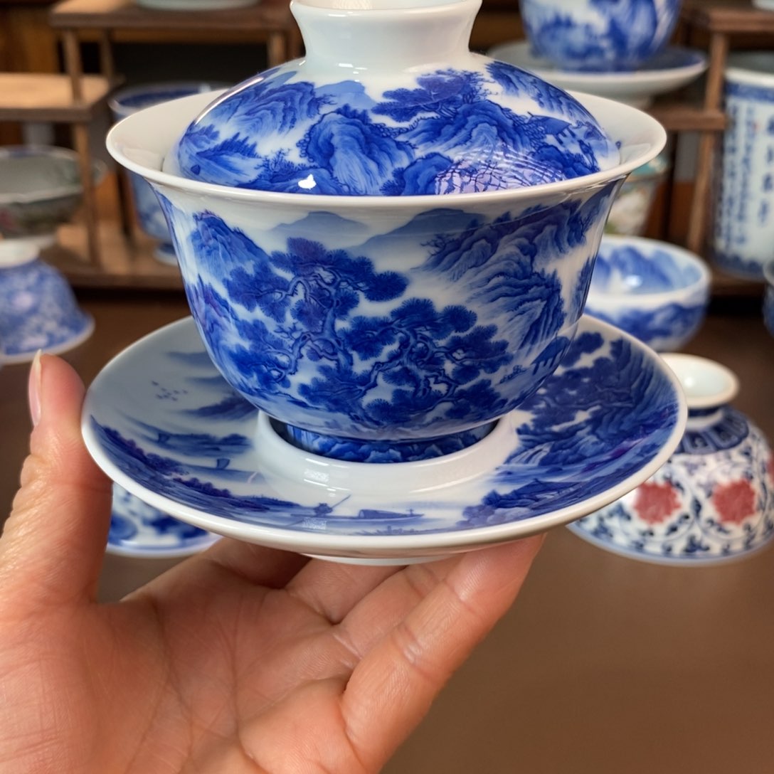 山**片景德镇陶瓷手工手绘