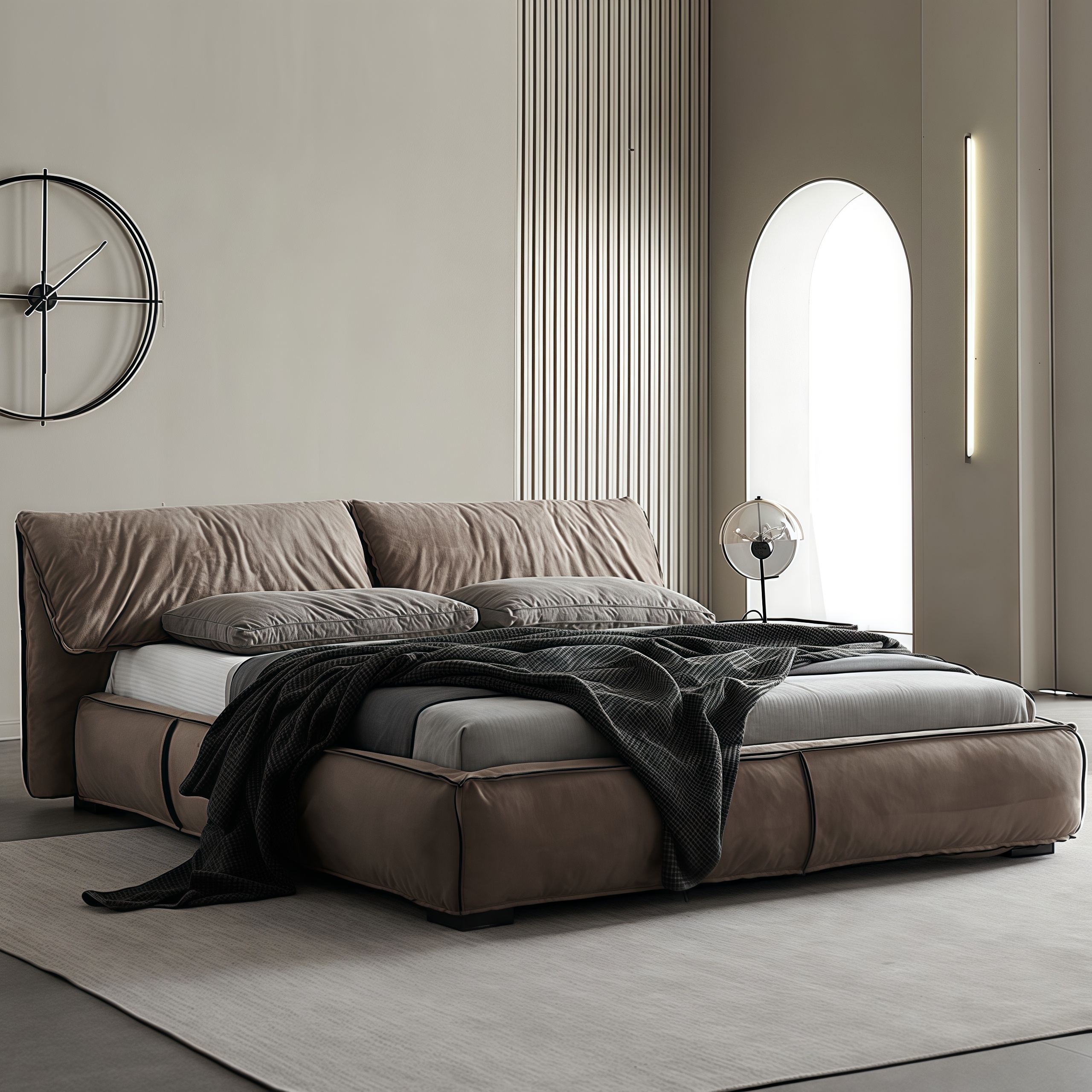 【西伯侯】大象耳朵床 意式极简轻奢主卧室北欧大小户型主次卧婚床