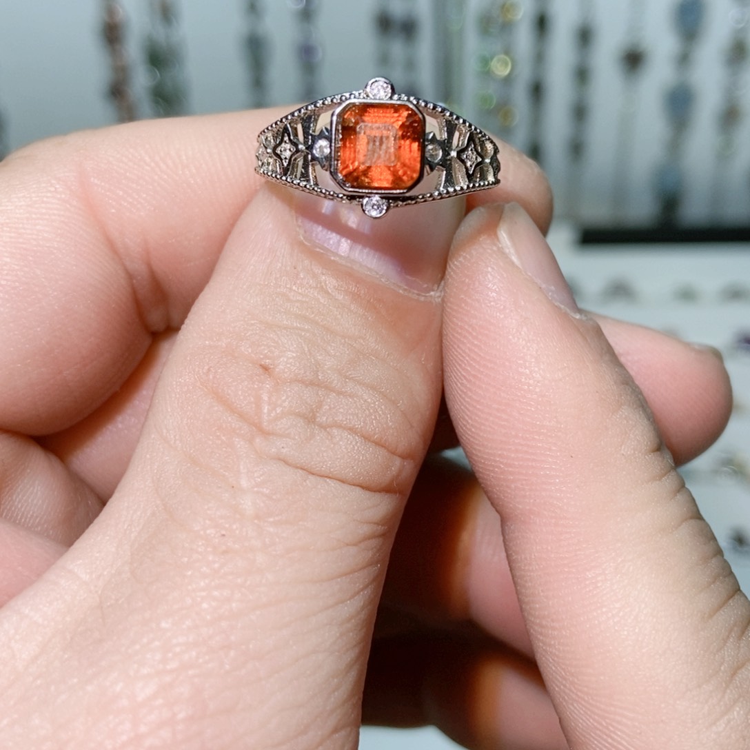 绿水晶戒指银S925镶嵌