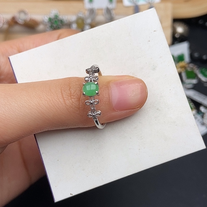 翡翠银S925镶嵌戒指