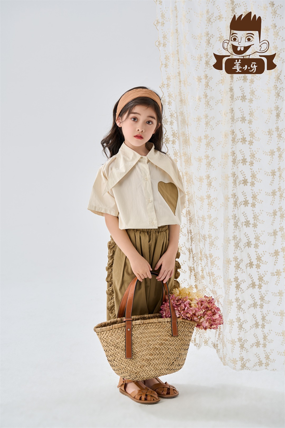 小清新薄款时尚上衣娃娃衫休闲套装纯色洋气