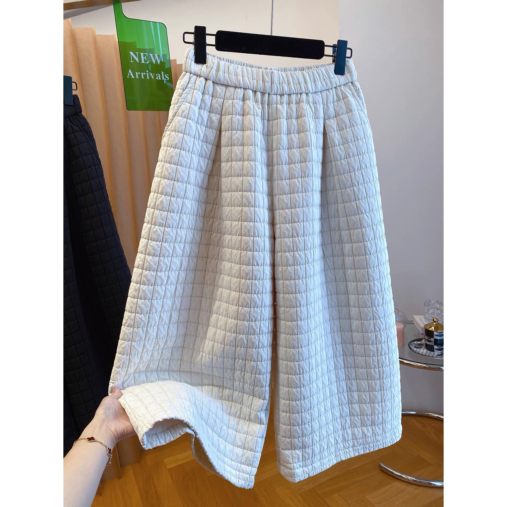 奥特莱斯~一折专区特大码300斤高级感格子裤女外穿2025新款阔腿裤